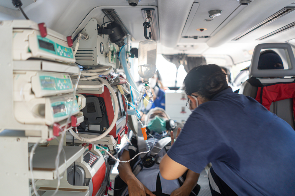 A,medical,device,installed,inside,a,medical,helicopter.,used,for